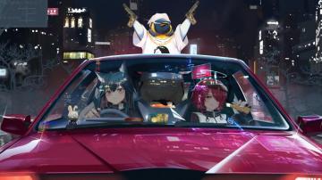 Anime Girls Car Driving Texas Exusiai Arknights Emperor 8k