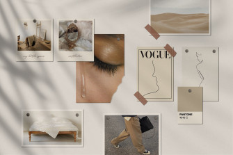 Realistic Mood Board Mockups Psd Wallpaper Notebook Laptop