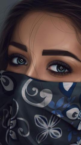 Urban Girl Ghost Mask iPhone Wallpaper