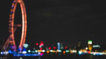 Ferris Wheel Bokeh Effect Lights Night Dark Wallpaper