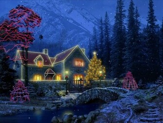 3d Christmas Cottage Desktop Laptop Ed In