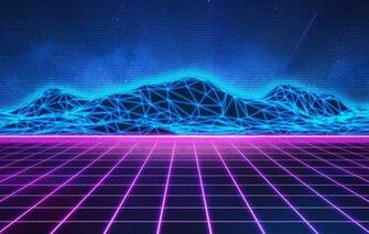 Wallpaper Mountains Music Neon Hills Electronic Synthpop Vhs