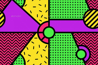 Colorful Neo Memphis Geometric Seamless Patterns Tileable