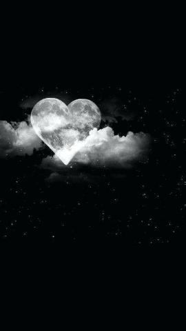 Moon On iPhone Black Night Sky Clouds Heart Phone Wallpaper
