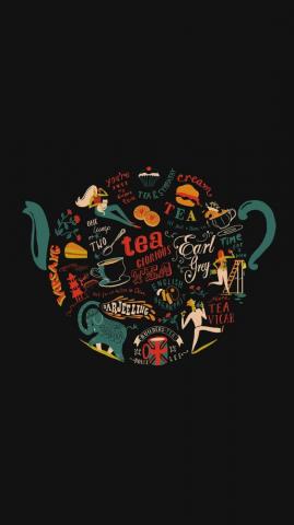 Migyy Tea Art Illust Painting Dark iPhone Wallpaper