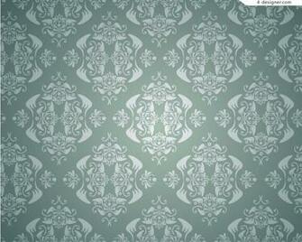 Designer Retro Flowers Wallpaper Background Vector Material