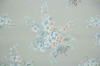 S Vintage Wallpaper Peach And Blue Floral Bouquets On Gray