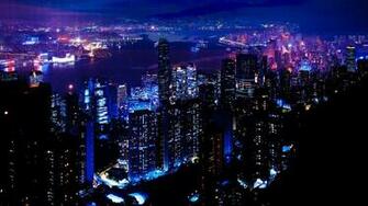 Wallpaper Night City Sky Skyscrapers