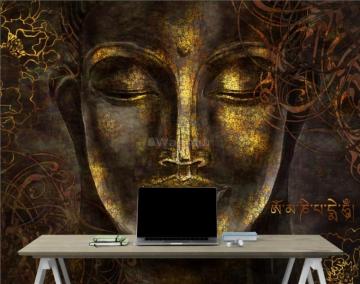 Buddhist Art Gold Style 3d Look Buddha Wallpaper Mural