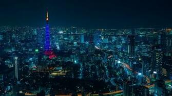 Tokyo Night City Skyscrapers Lights Desktop Background