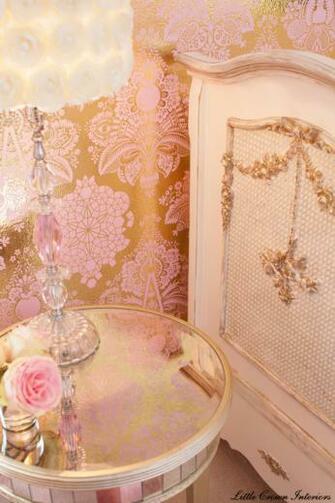 Pink And Gold Damask Wallpaper