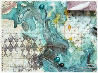 Marta Lapkowska Mixed Media Background Video Tutorial For Blue Fern