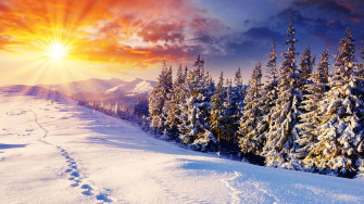 Winter Sunrise HD Desktop Wallpaper