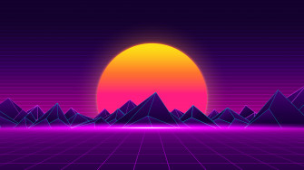 4k Retro Sunset Wallpaper