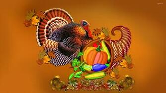 Thanksgiving Turkey And Cornucopia Wallpaper Holiday