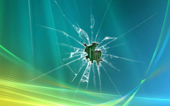 A Broken Window With Green Background Wallpaper