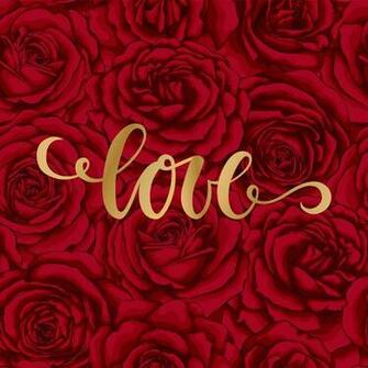 Love Hand Drawn Brush Pen Lettering On Background Flower Red Rose
