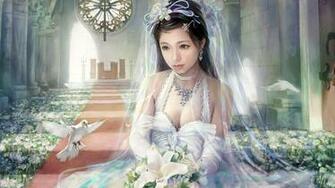 Wedding Dresses Cartoon Girl HD Wallpaper
