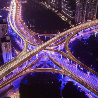 City Night Road Bridge Lights iPad Wallpaper HD