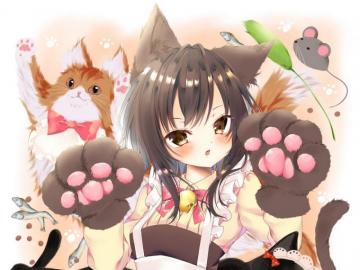 Wallpaper Neko Girl Ears Cats Cute Anime