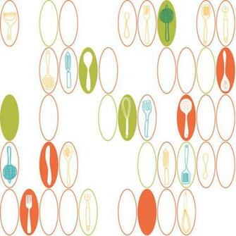 Orange Kitchen Utensils Ovals Wallpaper Wall Sticker Outlet