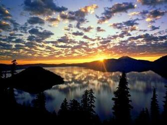 Nature Sunrise Over Crater Lake Cascade Range Oregon Picture Nr