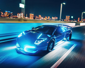 Lamborghini Murcielago Neon Lights 4k Wallpaper
