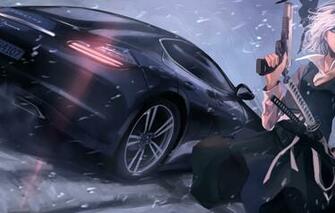 Wallpaper Machine Girl Snow Gun Weapons Sword Katana Art