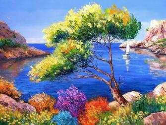 Provence Landscape Paintings With Palette Knife Wallpaper