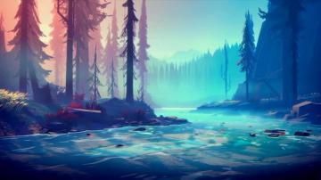 Minimalist Forest River Wallpaper