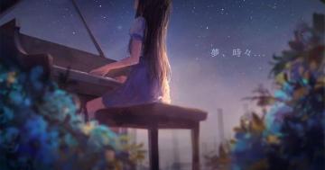 Wallpaper Anime Girl Sitting Alone