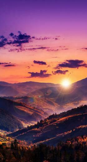 Sonnenuntergang In Den Bergen Wallpaper Paisagem