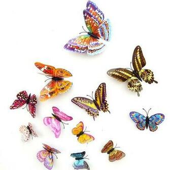 Cianowegy Pcs Double Layer 3d Crystal Butterfly Wall Stickers