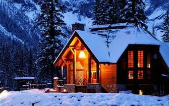 Lights Winter Snow Trees Forests Mountains Color Wallpaper Background