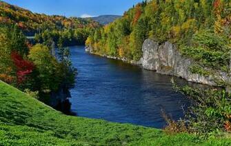 Wallpaper Autumn Forest River Rocks Canada Humber