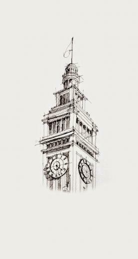 England Architecture Sketch Wallpaper iPhone HD