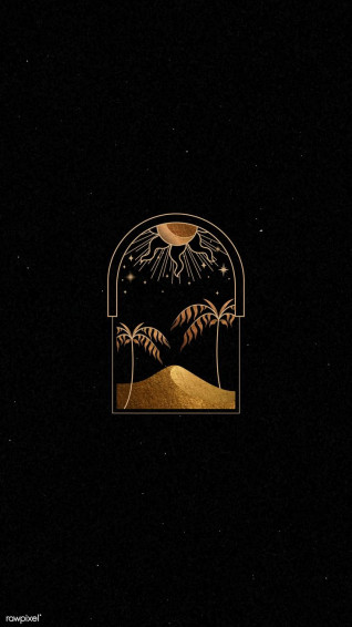 Mystical Gold Frame On Black Background Mobile Phone Wallpaper