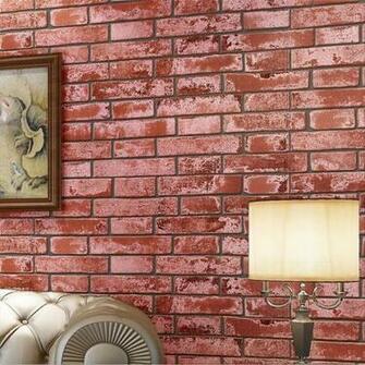 3d Wallpaper Brick Red Faux Accent Wall Living Room Jpg