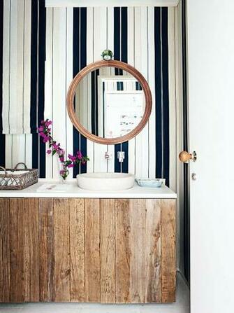 Bathroom Vertical Masculine Stripes Wallpaper