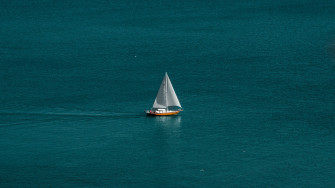 Wallpaper Sea Boat Sailboat Water Horizon 4k UHD