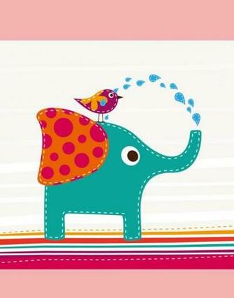 Cartoon Birds And Elephants Vector Animal