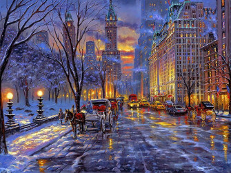 Nyc Winter Scenes Wallpaper Scene Painting S