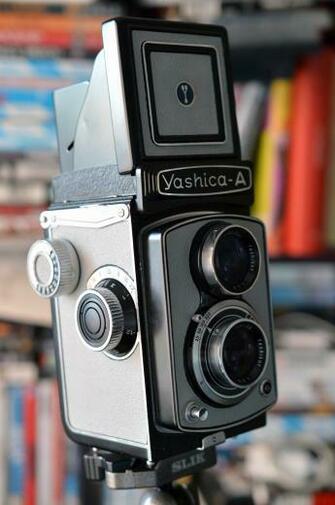 Grey And Black Yashica A Camera Stock Photo Image