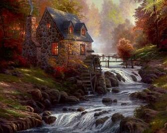 Thomas Kinkade Cottages Wallpaper