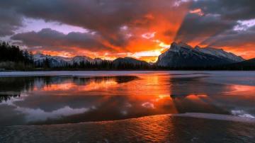 Wallpaper Landscape Forest Mountains Sunset Water Nature