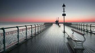 Wallpaper Cardiff Bridge Decline Bench Sea Lamps City