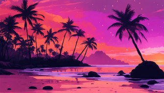 Tropical Beach Sunset Wallpaper