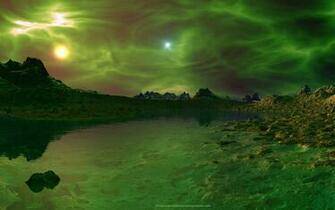 Background Space Desktop Green Background Lake Scifi Planets Tocool