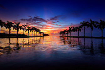Beach Bridge Cities Florida Marina Miami Monuments Night Wallpaper
