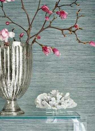 Gulf Shore Grasscloth Wallpaper In Teal From The Resource